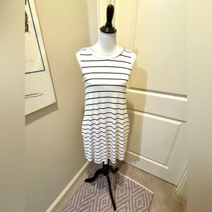 Fab’rik White and Black Sleeveless Striped Dress